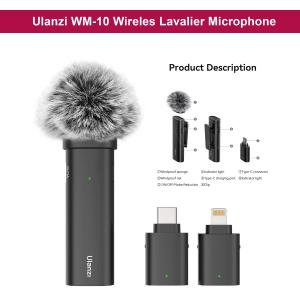 Ulanzi WM-10 Wireless Clip-on Microphone for Smartphone or Tablet