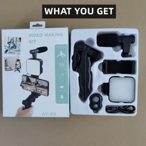 AY-49 Video Making Kit with Shotgun Microphone, LED Light and Tripod for Vlogging & Content Creation