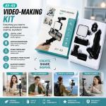 AY-49 Video Making Kit with Shotgun Microphone, LED Light and Tripod for Vlogging & Content Creation